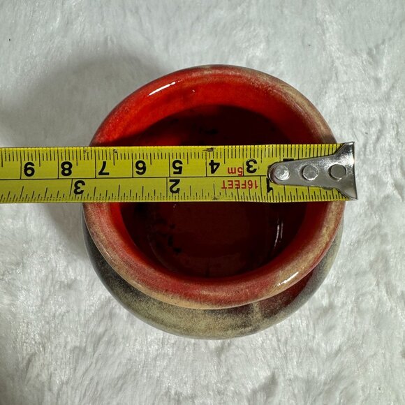 Vintage Handcrafted Ceramic Glazed Pottery Vase Red/Green/Brown 1961 signed REL - Picture 6 of 6